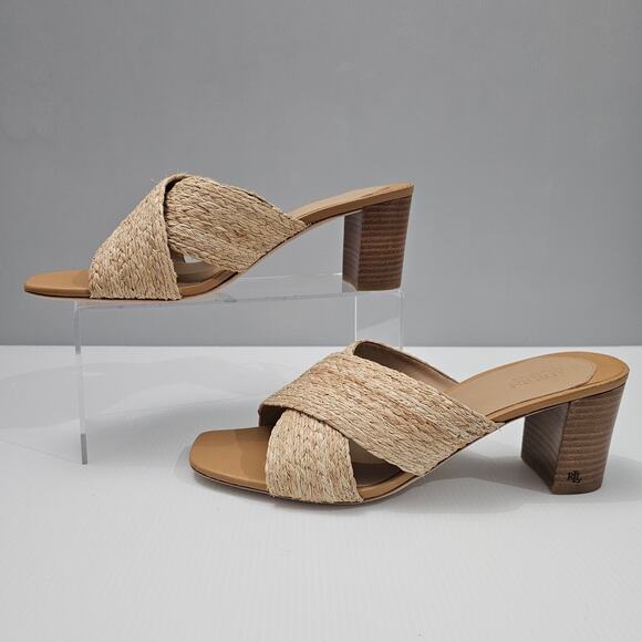 NEW Lauren Ralph Lauren Freddi Sandal Slide Slip On Raffia Size 10 - Picture 2 of 14